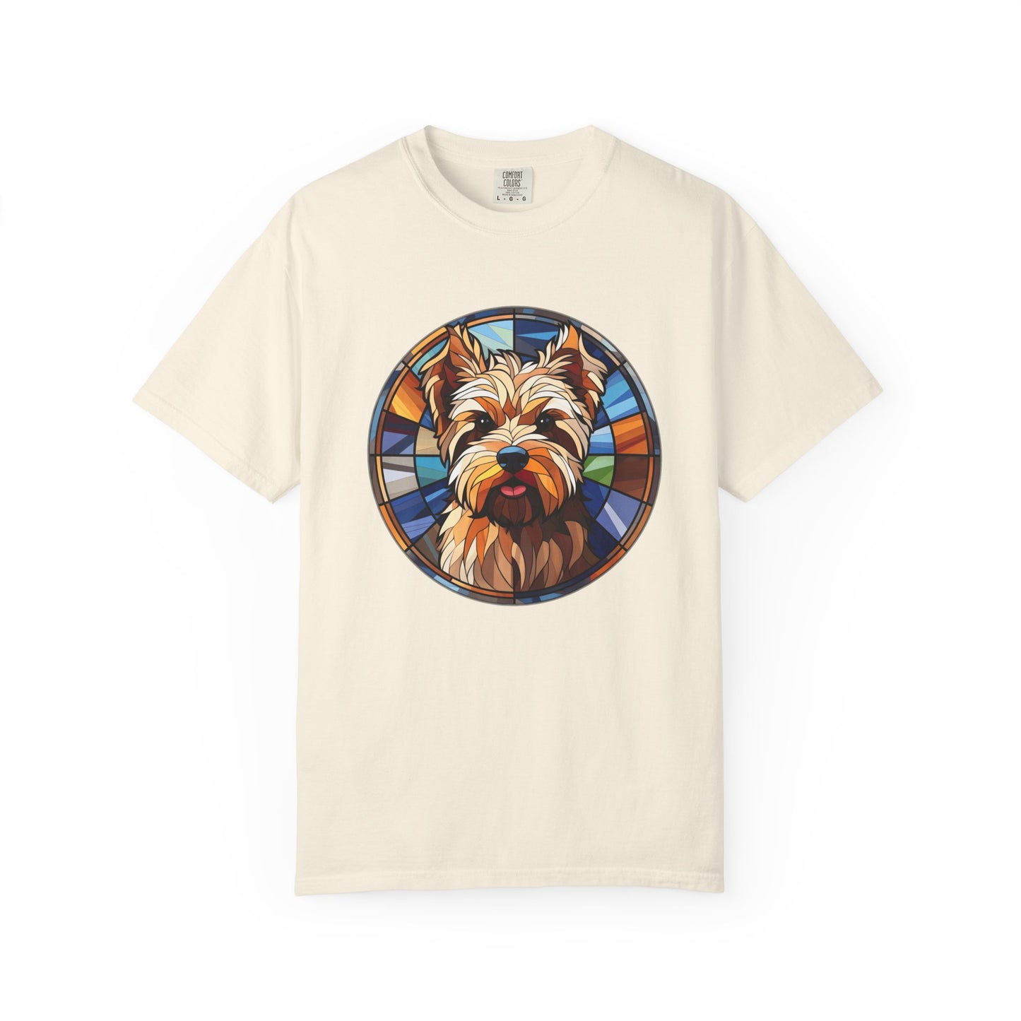 Dog Lover's Stained Glass T-Shirt, Unisex Terrier Tee, Animal Art Shirt, Gift for Dog Owners, Casual Wear, Biewer Terrier