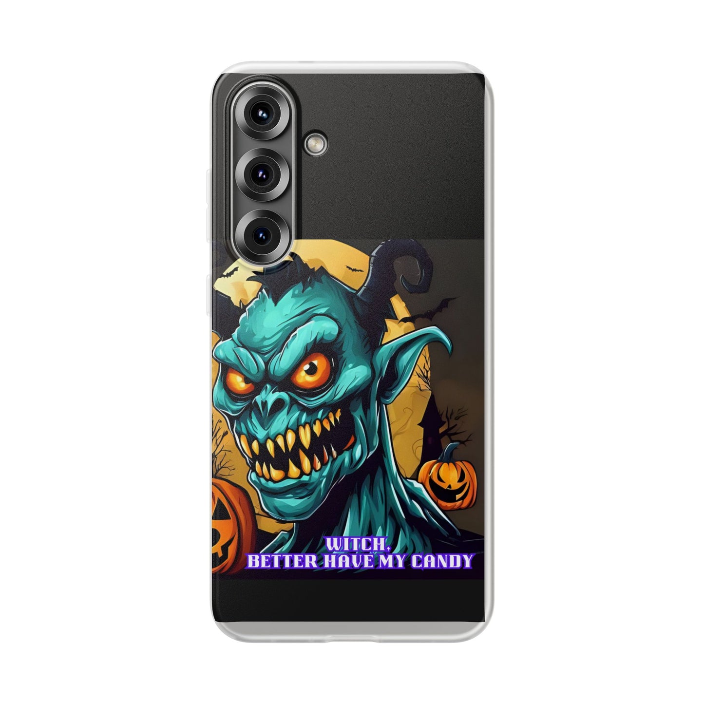 Halloween Monster Flexi Case - Fun Phone Cover, Witch Candy Design, Halloween Gift, Spooky Phone Accessory, Cute Monster Case