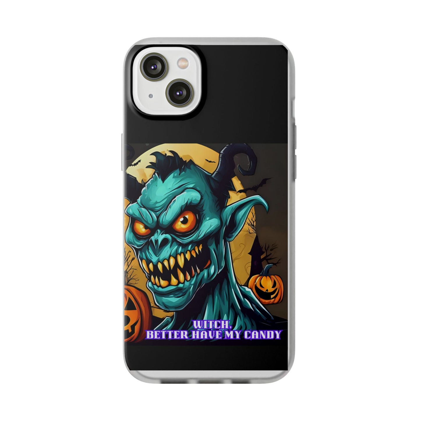 Halloween Monster Flexi Case - Fun Phone Cover, Witch Candy Design, Halloween Gift, Spooky Phone Accessory, Cute Monster Case