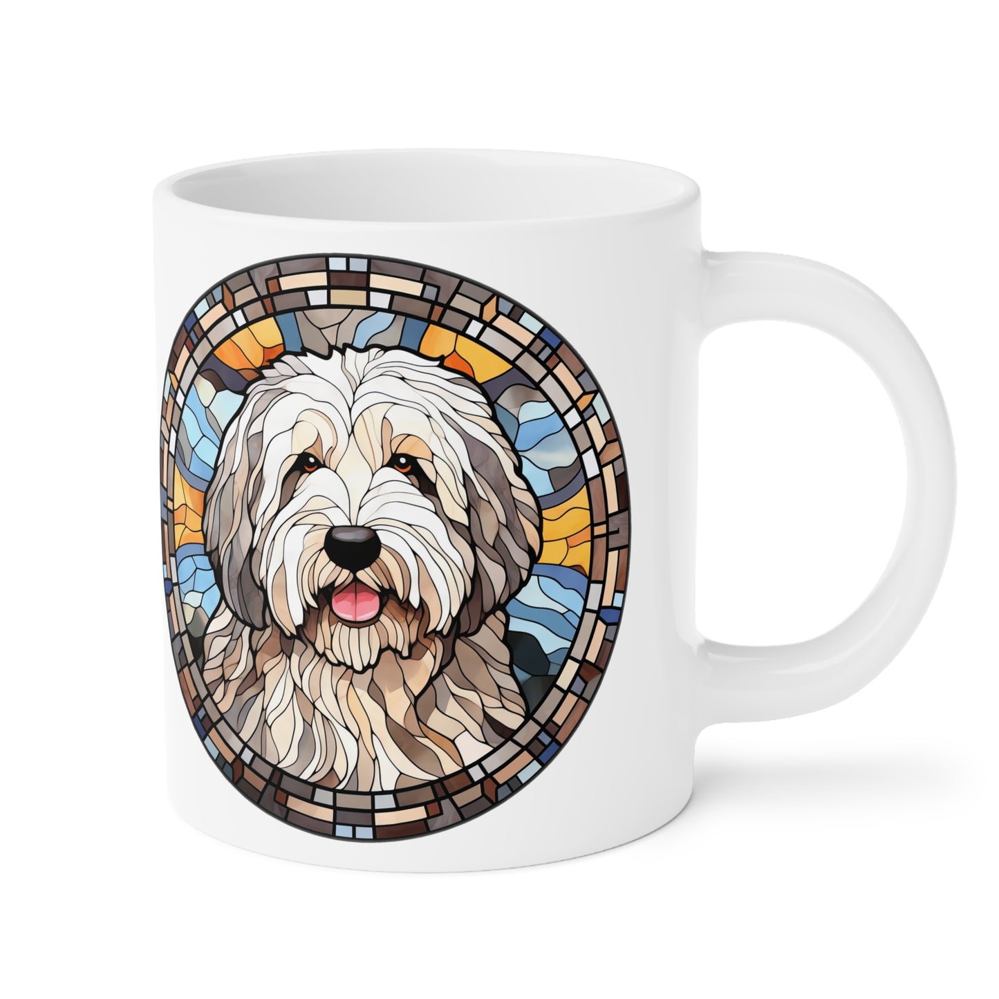 Old English Sheepdog Mug, Stained Glass Style, Pet Owner Gift, 20oz,  Sheepdog Gift Idea for Birthday Christmas Anytime Printed & Shipped in Canada