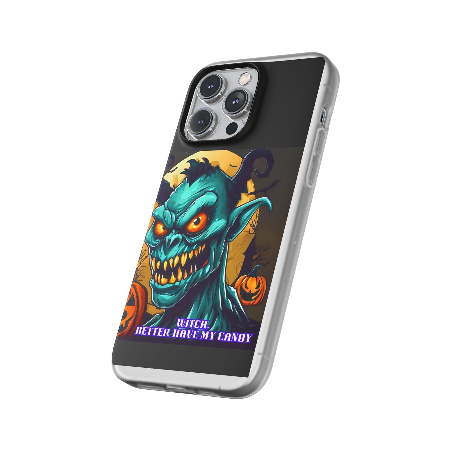 Halloween Monster Flexi Case - Fun Phone Cover, Witch Candy Design, Halloween Gift, Spooky Phone Accessory, Cute Monster Case