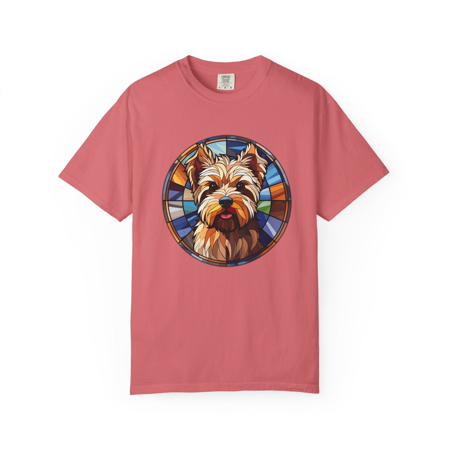 Dog Lover's Stained Glass T-Shirt, Unisex Terrier Tee, Animal Art Shirt, Gift for Dog Owners, Casual Wear, Biewer Terrier