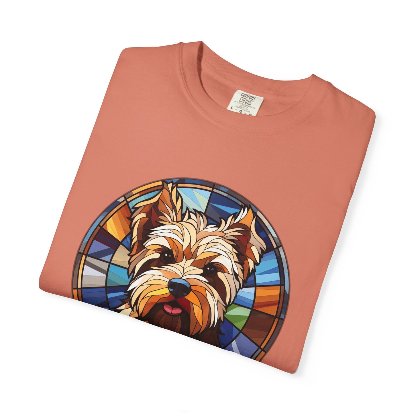 Dog Lover's Stained Glass T-Shirt, Unisex Terrier Tee, Animal Art Shirt, Gift for Dog Owners, Casual Wear, Biewer Terrier