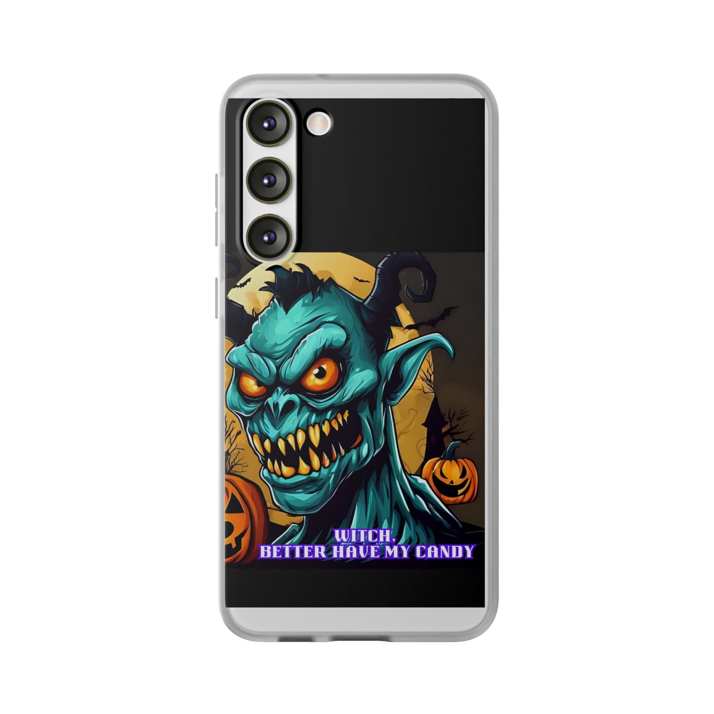 Halloween Monster Flexi Case - Fun Phone Cover, Witch Candy Design, Halloween Gift, Spooky Phone Accessory, Cute Monster Case
