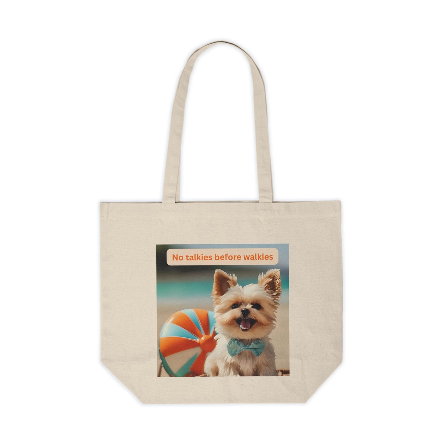 No Talkies Until Walkies Funny Dog Quote Tote Bag | Reusable Canvas Shopping Bag | Pet Lover Gift | Eco-Friendly Tote | Beach Bag | Dog Owner Essential