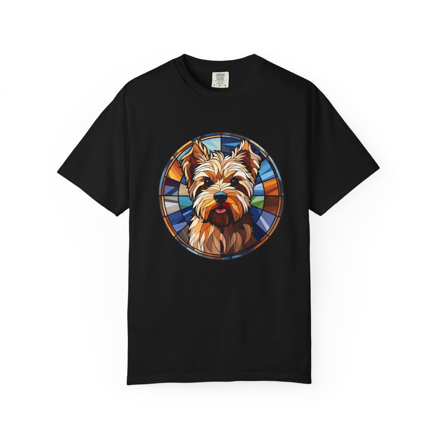Dog Lover's Stained Glass T-Shirt, Unisex Terrier Tee, Animal Art Shirt, Gift for Dog Owners, Casual Wear, Biewer Terrier