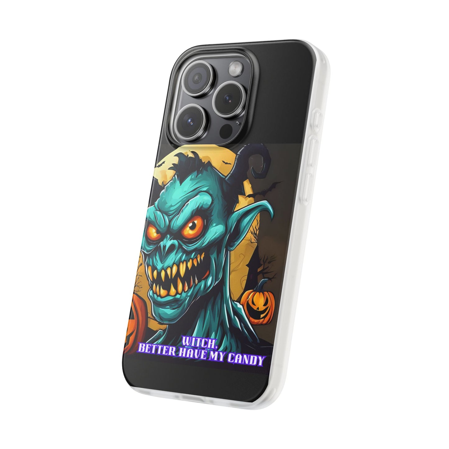 Halloween Monster Flexi Case - Fun Phone Cover, Witch Candy Design, Halloween Gift, Spooky Phone Accessory, Cute Monster Case