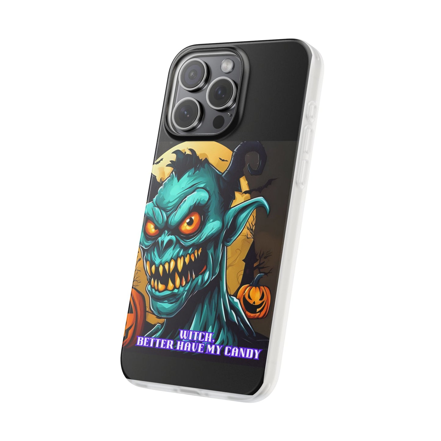 Halloween Monster Flexi Case - Fun Phone Cover, Witch Candy Design, Halloween Gift, Spooky Phone Accessory, Cute Monster Case