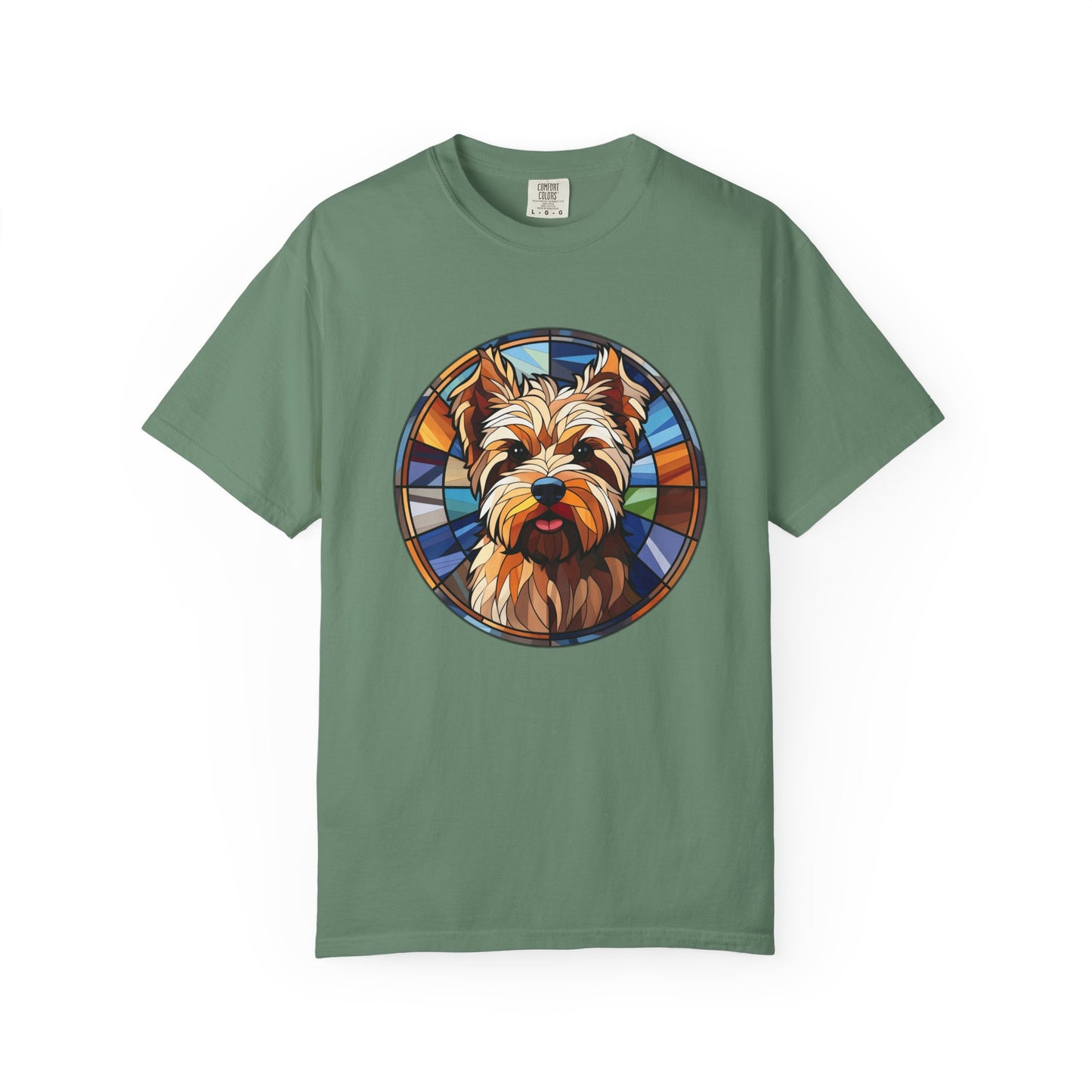 Dog Lover's Stained Glass T-Shirt, Unisex Terrier Tee, Animal Art Shirt, Gift for Dog Owners, Casual Wear, Biewer Terrier