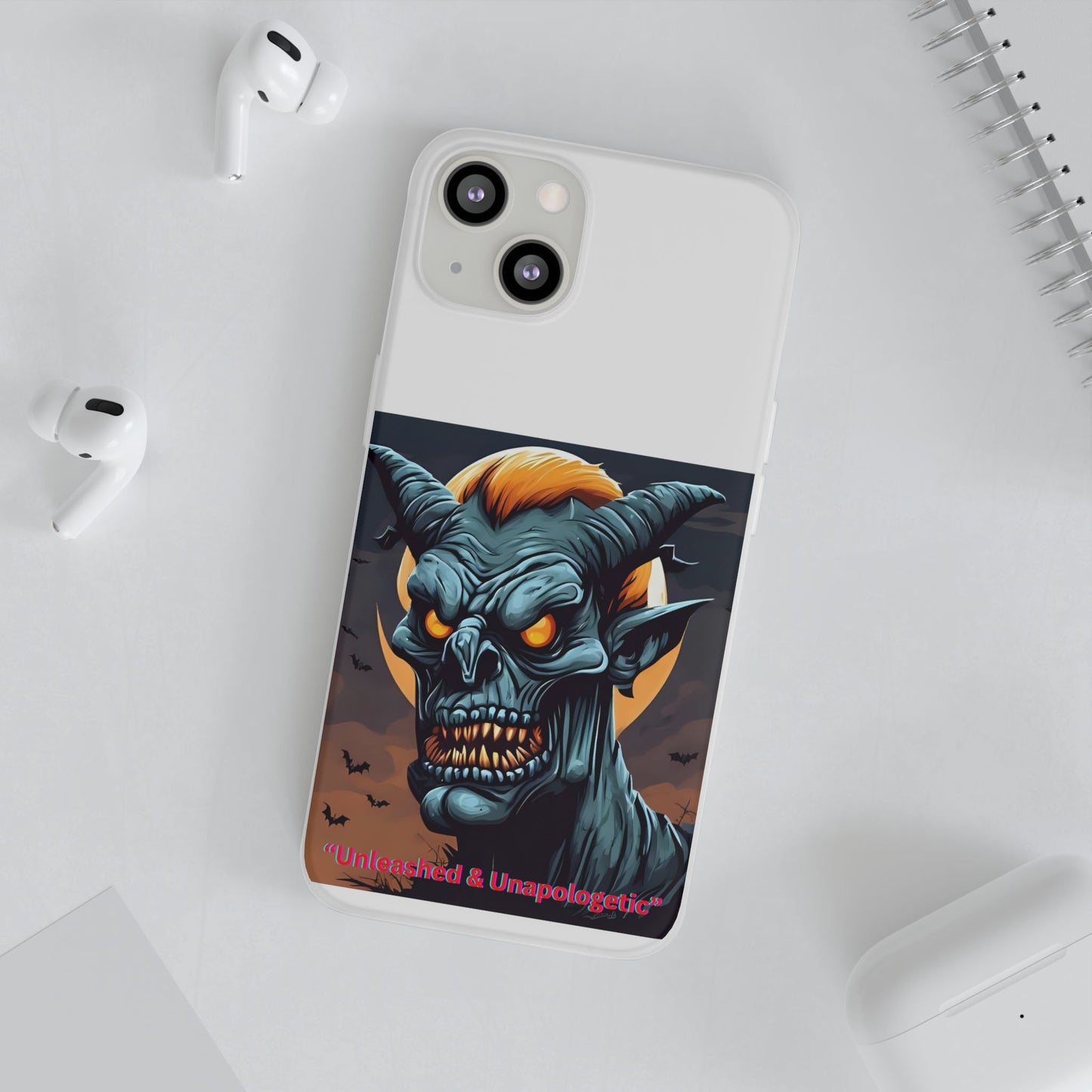 Scary Demon Art Flexi Case, Phone Cover for Halloween, Gift for Horror Lovers, Unapologetic Design, Trendy Cell Phone Protector