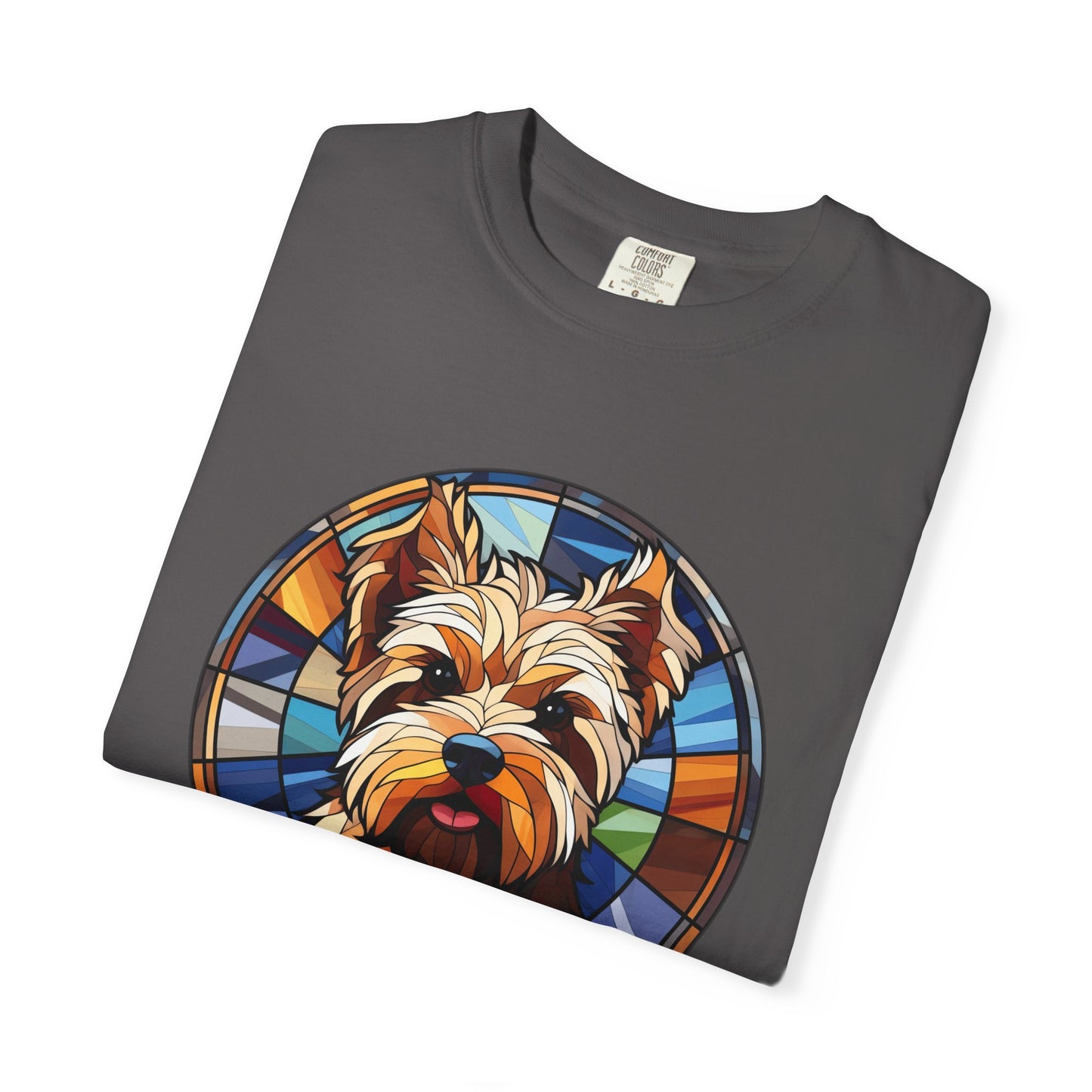 Dog Lover's Stained Glass T-Shirt, Unisex Terrier Tee, Animal Art Shirt, Gift for Dog Owners, Casual Wear, Biewer Terrier
