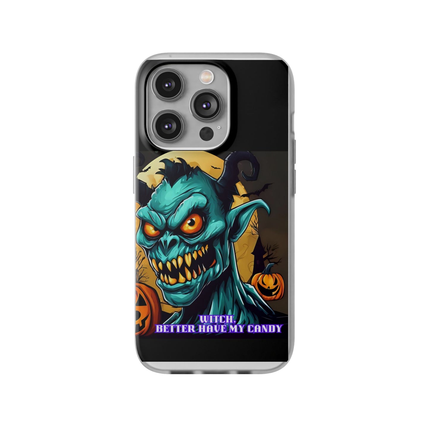 Halloween Monster Flexi Case - Fun Phone Cover, Witch Candy Design, Halloween Gift, Spooky Phone Accessory, Cute Monster Case