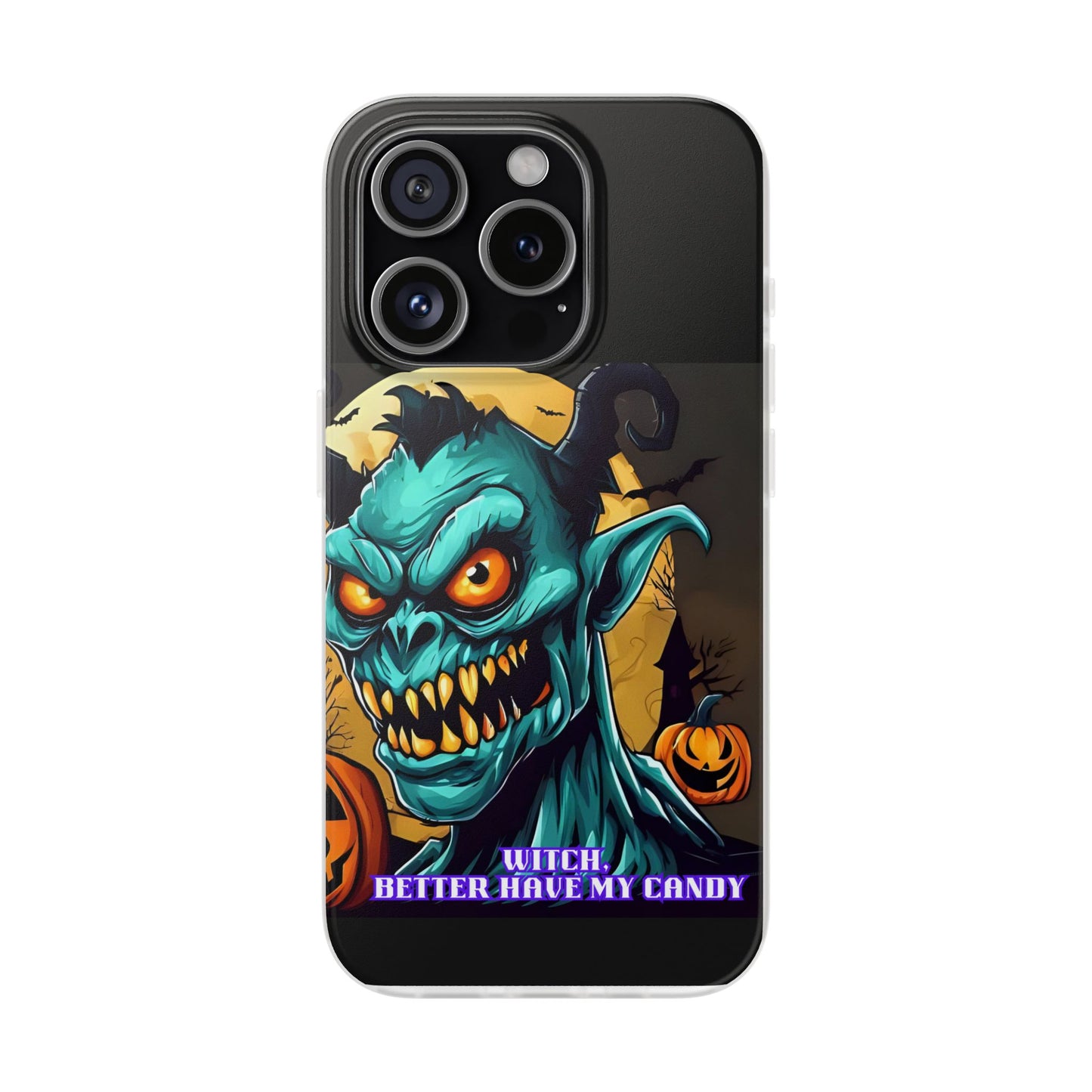 Halloween Monster Flexi Case - Fun Phone Cover, Witch Candy Design, Halloween Gift, Spooky Phone Accessory, Cute Monster Case