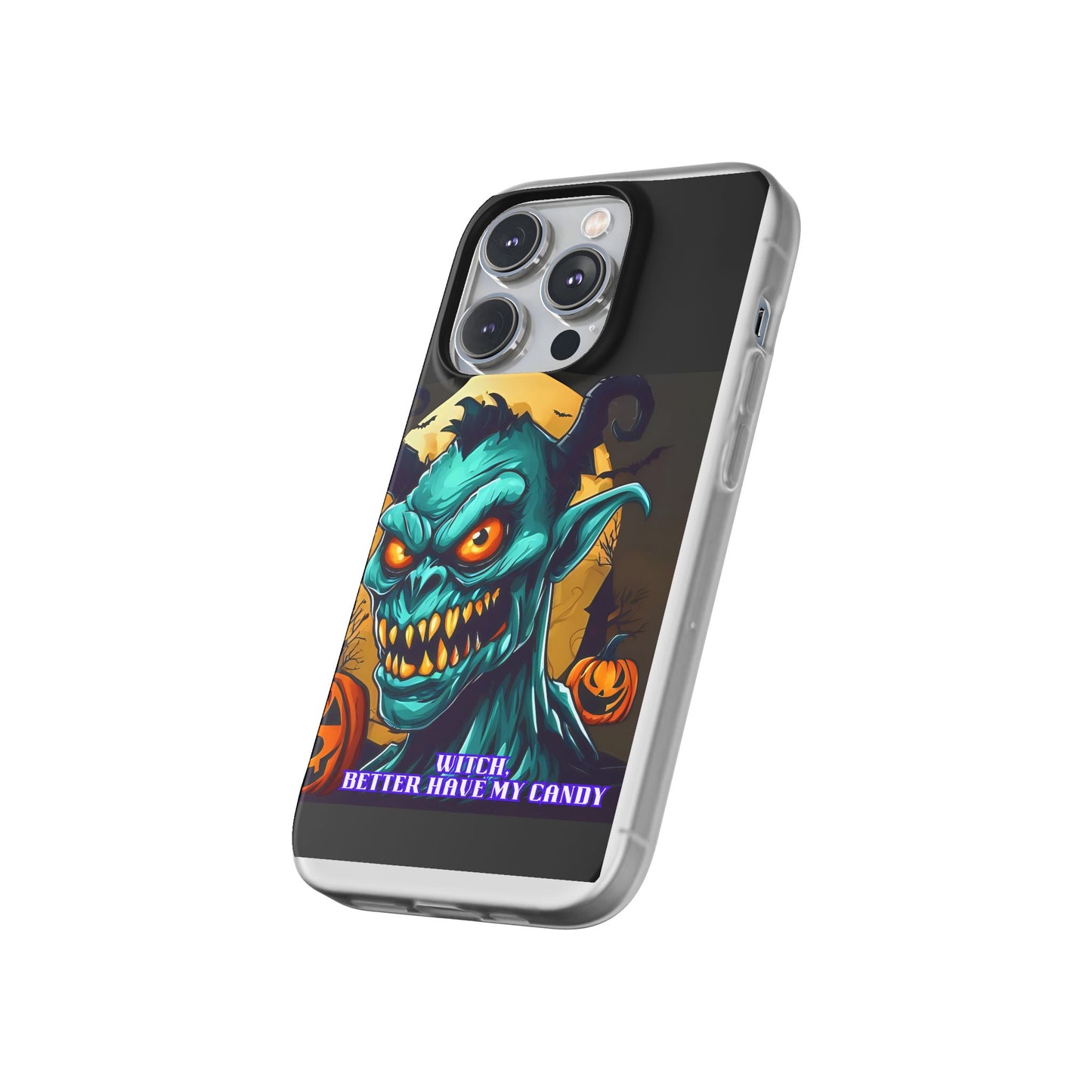 Halloween Monster Flexi Case - Fun Phone Cover, Witch Candy Design, Halloween Gift, Spooky Phone Accessory, Cute Monster Case