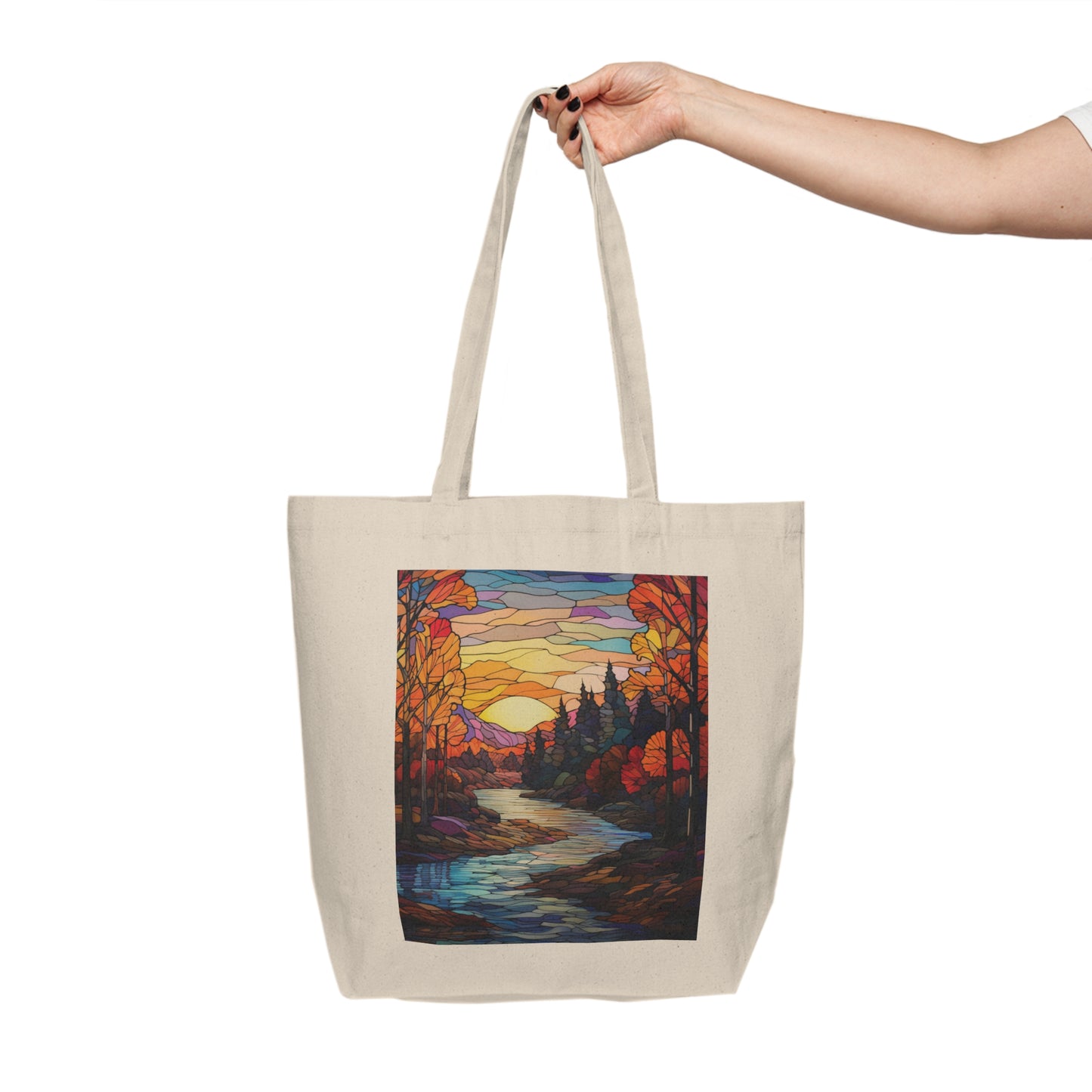 Artistic Autumn Scene Tote Bag, 100% Natural Cotton, Shipped from Canada