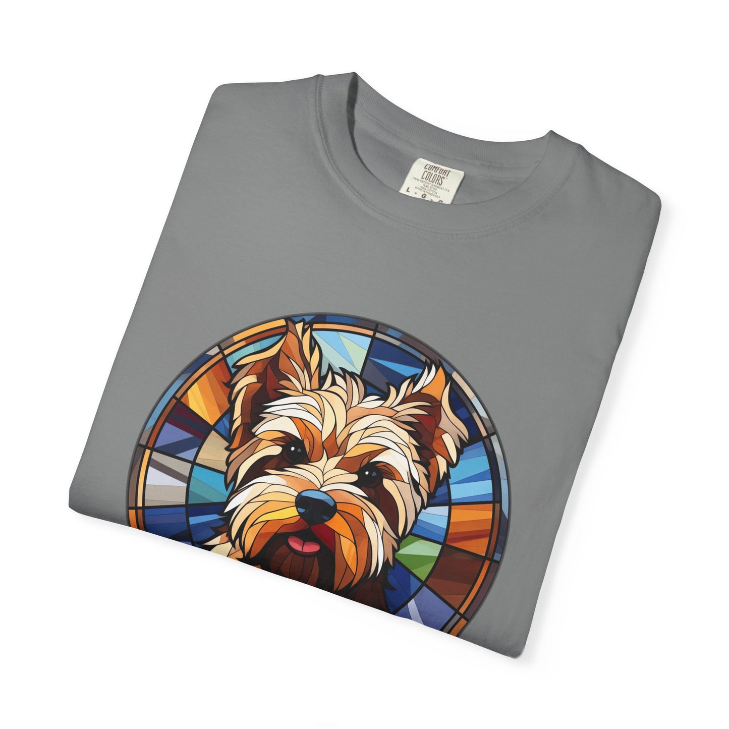 Dog Lover's Stained Glass T-Shirt, Unisex Terrier Tee, Animal Art Shirt, Gift for Dog Owners, Casual Wear, Biewer Terrier