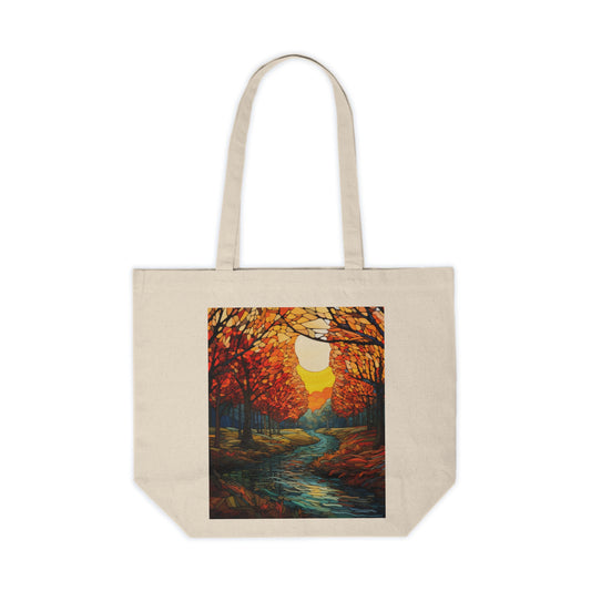 Autumn Scene Canvas Tote Bag, Fall Shopping Tote, Eco-Friendly Grocery Bag, Artistic Beach Bag, Gift for Nature Lovers, Shipped from Canada