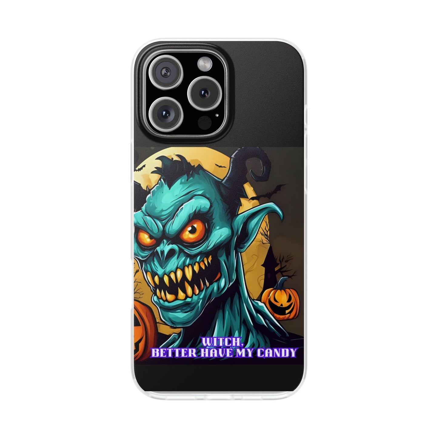 Halloween Monster Flexi Case - Fun Phone Cover, Witch Candy Design, Halloween Gift, Spooky Phone Accessory, Cute Monster Case