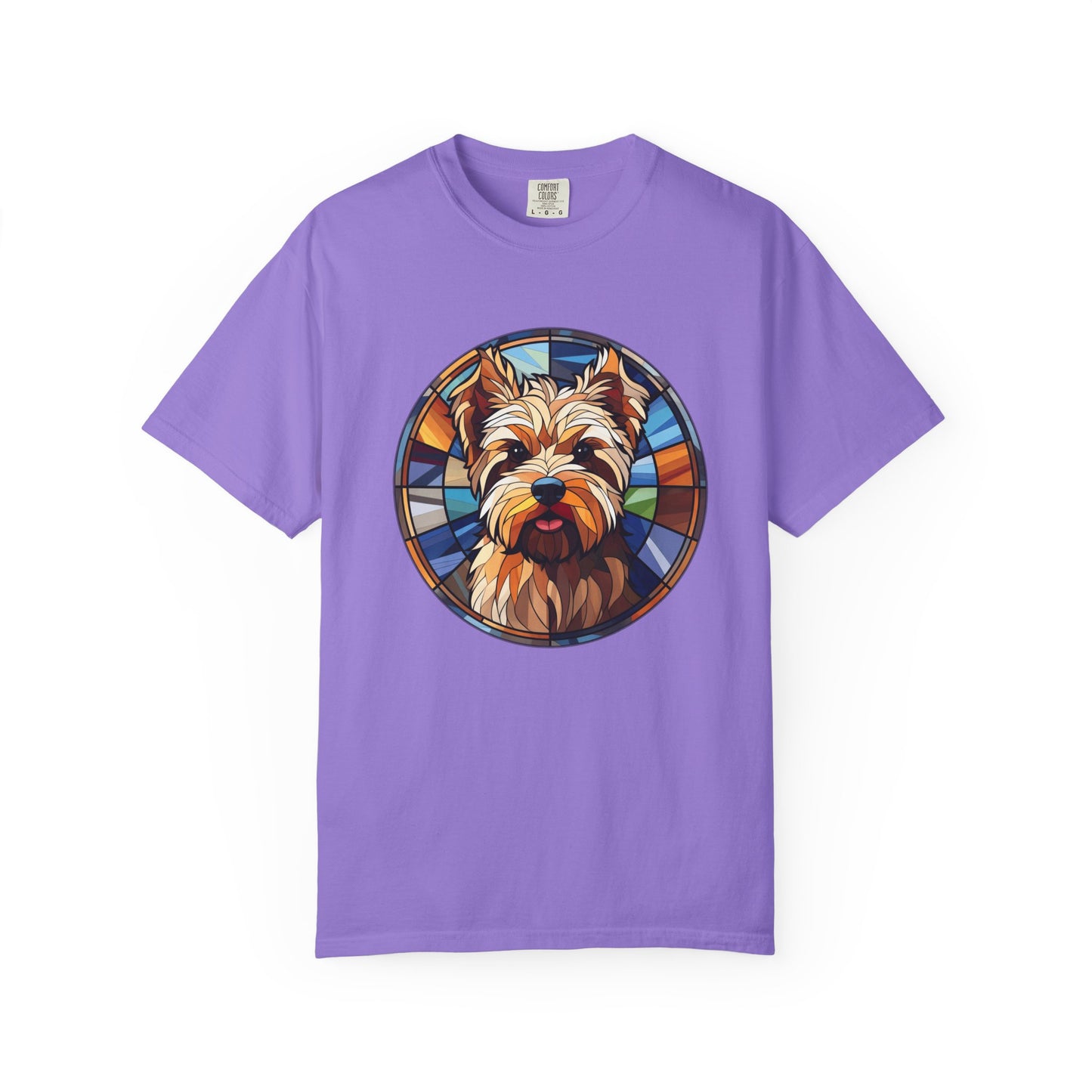 Dog Lover's Stained Glass T-Shirt, Unisex Terrier Tee, Animal Art Shirt, Gift for Dog Owners, Casual Wear, Biewer Terrier