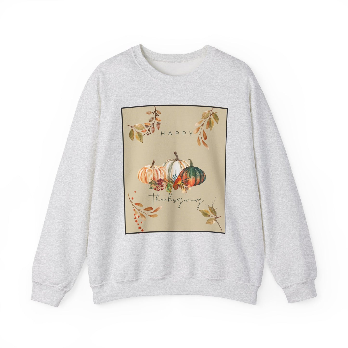 Happy Thanksgiving with Family in this Unisex Heavy Blend™ Crewneck Sweatshirt, stay cozy while you enjoy the day, printed in Canada