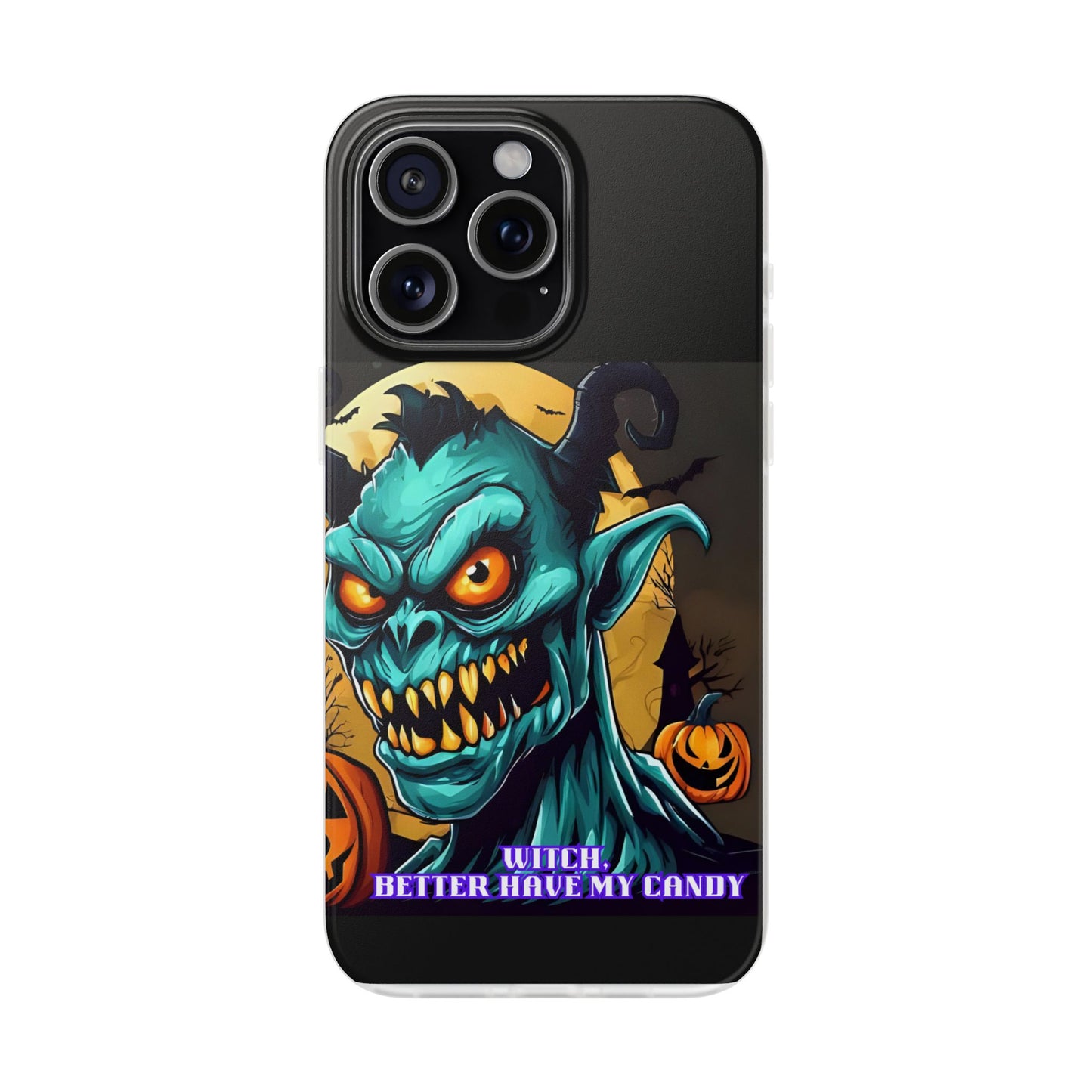 Halloween Monster Flexi Case - Fun Phone Cover, Witch Candy Design, Halloween Gift, Spooky Phone Accessory, Cute Monster Case