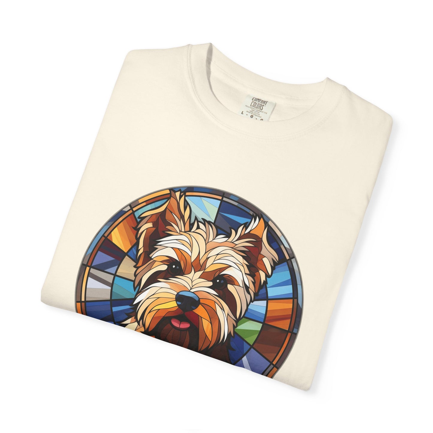 Dog Lover's Stained Glass T-Shirt, Unisex Terrier Tee, Animal Art Shirt, Gift for Dog Owners, Casual Wear, Biewer Terrier