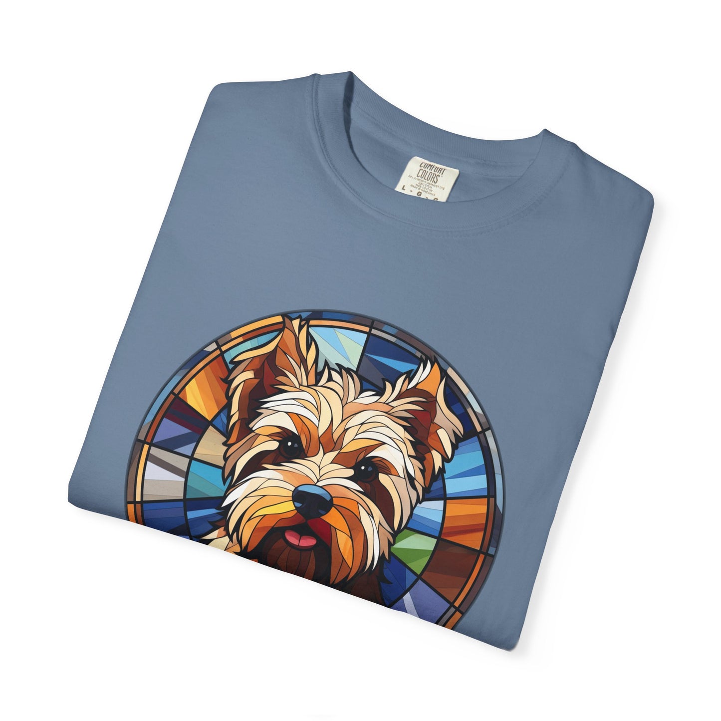 Dog Lover's Stained Glass T-Shirt, Unisex Terrier Tee, Animal Art Shirt, Gift for Dog Owners, Casual Wear, Biewer Terrier