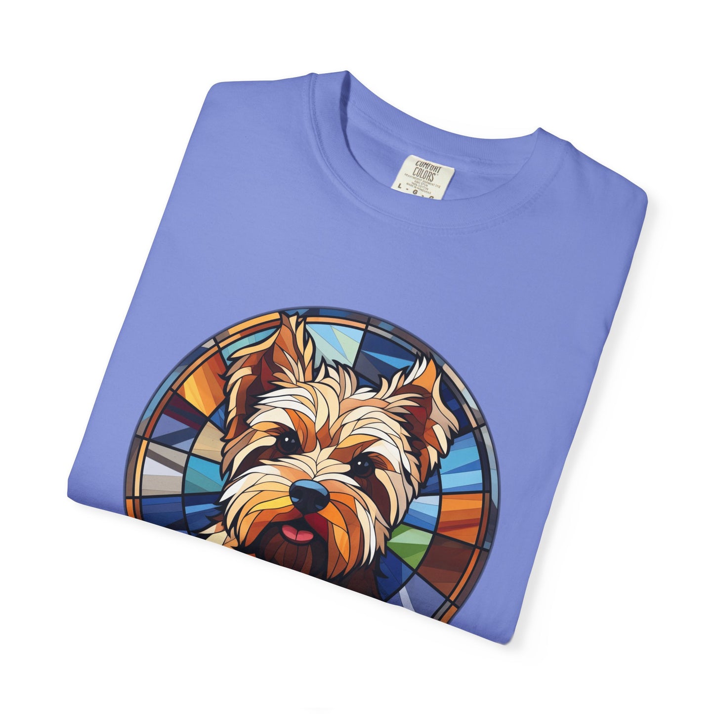 Dog Lover's Stained Glass T-Shirt, Unisex Terrier Tee, Animal Art Shirt, Gift for Dog Owners, Casual Wear, Biewer Terrier