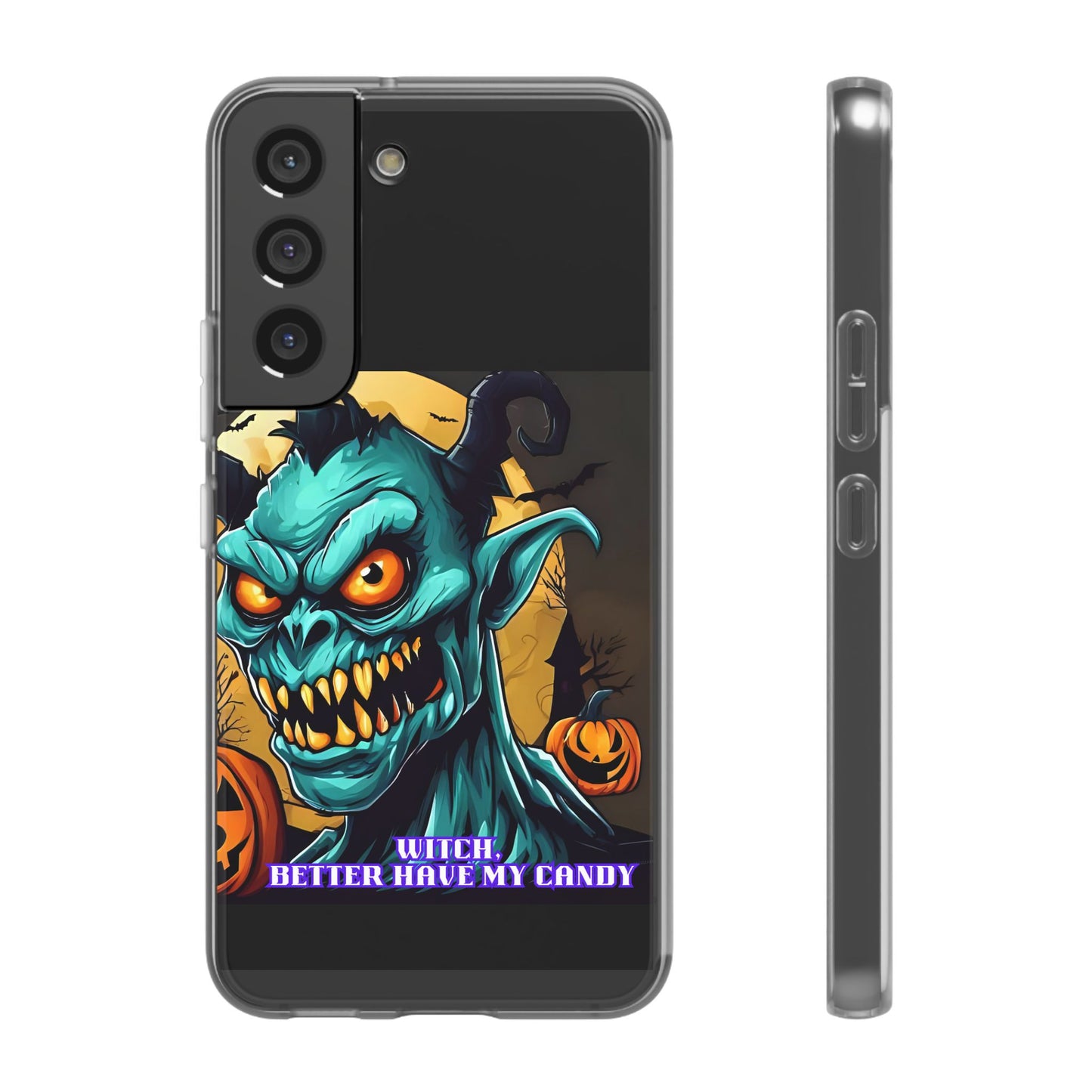 Halloween Monster Flexi Case - Fun Phone Cover, Witch Candy Design, Halloween Gift, Spooky Phone Accessory, Cute Monster Case