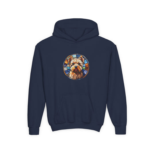 Colorful Dog Portrait Youth Hoodie, Personalized Gifts, Pet Lover Apparel, Cozy Sweatshirt, Unique Dog Gifts