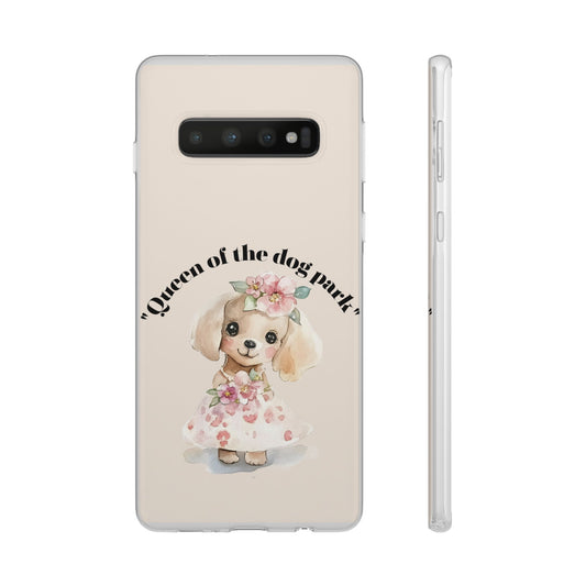 Cute Dog Park Flexi Case - 'Queen of the Dog Park', Protective Phone Cover for Dog Lovers, Pet Gift, Dog Mom Accessory, Custom Phone Case