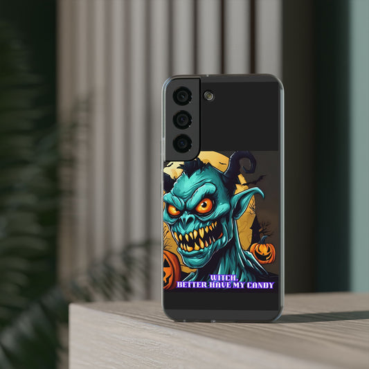 Halloween Monster Flexi Case - Fun Phone Cover, Witch Candy Design, Halloween Gift, Spooky Phone Accessory, Cute Monster Case