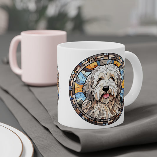 Old English Sheepdog Mug, Stained Glass Style, Pet Owner Gift, 20oz,  Sheepdog Gift Idea for Birthday Christmas Anytime Printed & Shipped in Canada