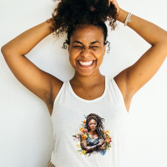 Racerback Tank - Strong Black Woman Free Spirit Design, Lightweight fabric, Free spirit Comfortable