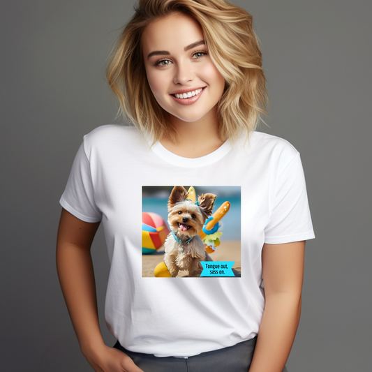 Dog Lover Tee, Playful Graphic, Women's Softstyle Tee, Summer Vibes , Pet Lover Gift, Dog Owner Apparel, Cute Animal Tee, Shipped from Canada