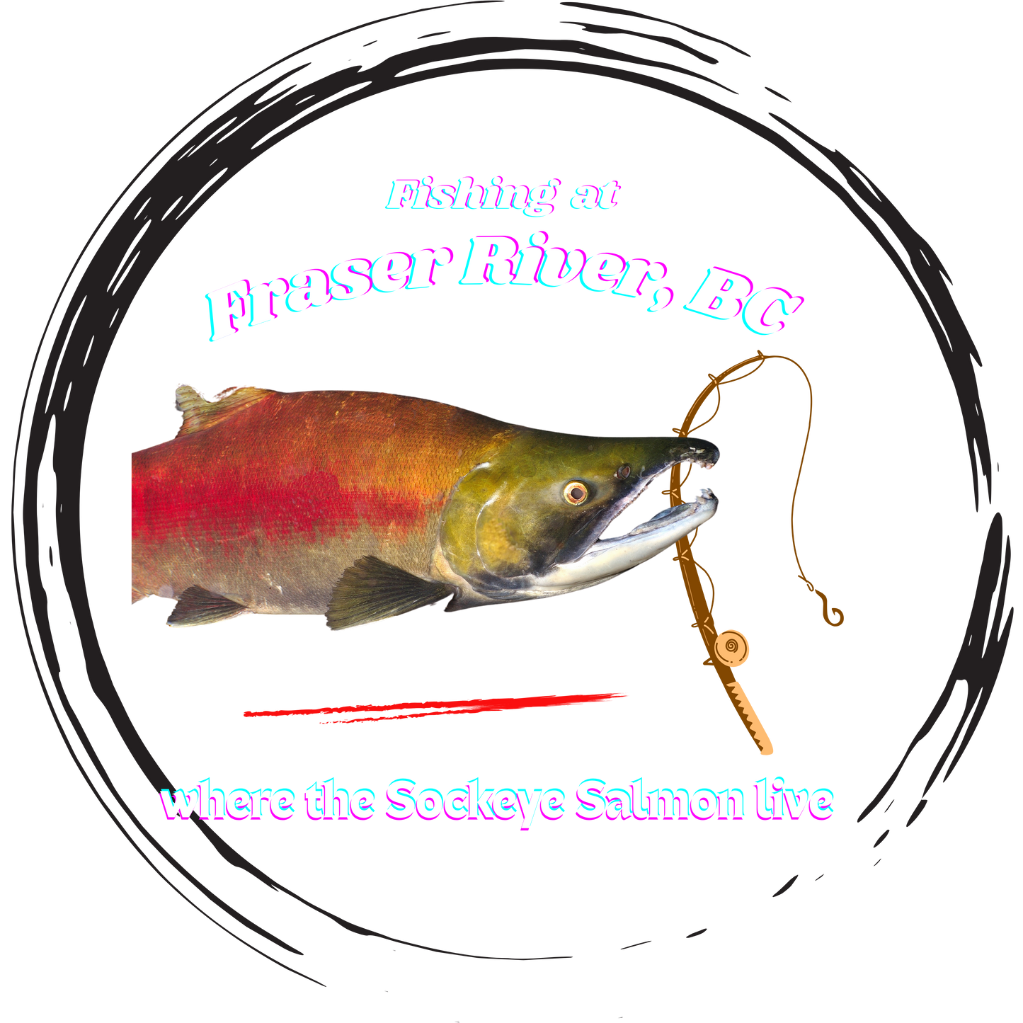 Colorful Fraser River Sockeye Salmon Sweatshirt,  Sweatshirt for Fishermen, Nautical Gift, Relaxed Casual Wear, Fraser River, BC  Printed in Canada