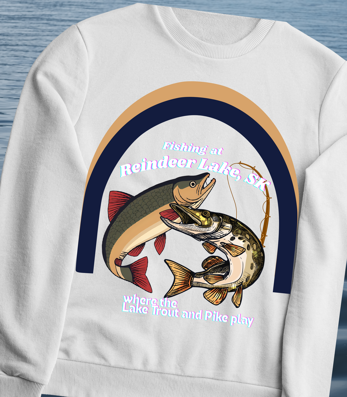 Fishing at Reindeer Lake, SK Sweatshirt | Cozy Sweatshirt for Fishing Lovers | Great for Outdoor Adventures, Gifts, Holidays, Printed in Canada