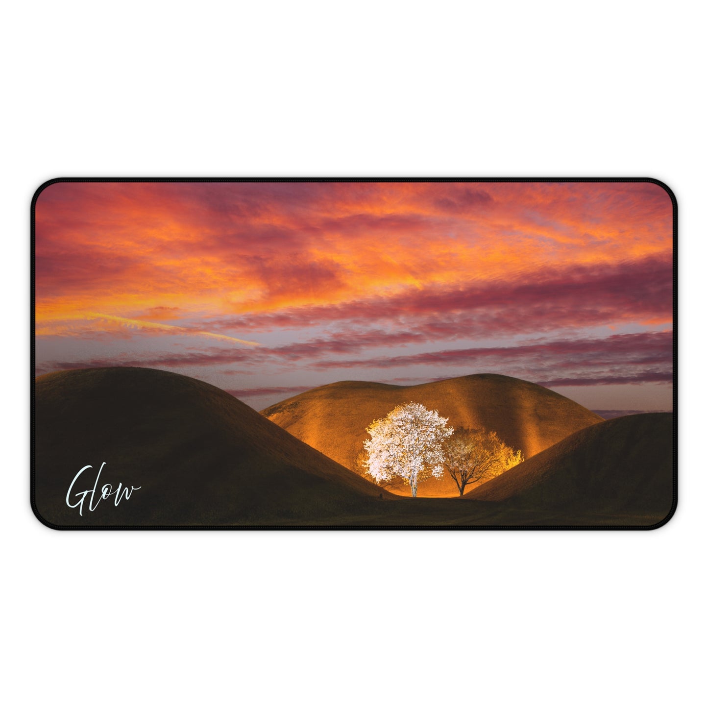 Serene Nature Desk Mat | Just Breathe | Home Office Decor, Gifts for Students, Eco-Friendly Workstation, Meditation Space, Nature's Glow Desert