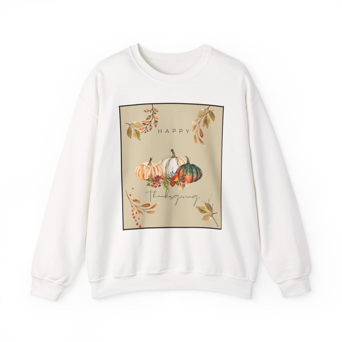 Happy Thanksgiving with Family in this Unisex Heavy Blend™ Crewneck Sweatshirt, stay cozy while you enjoy the day, printed in Canada