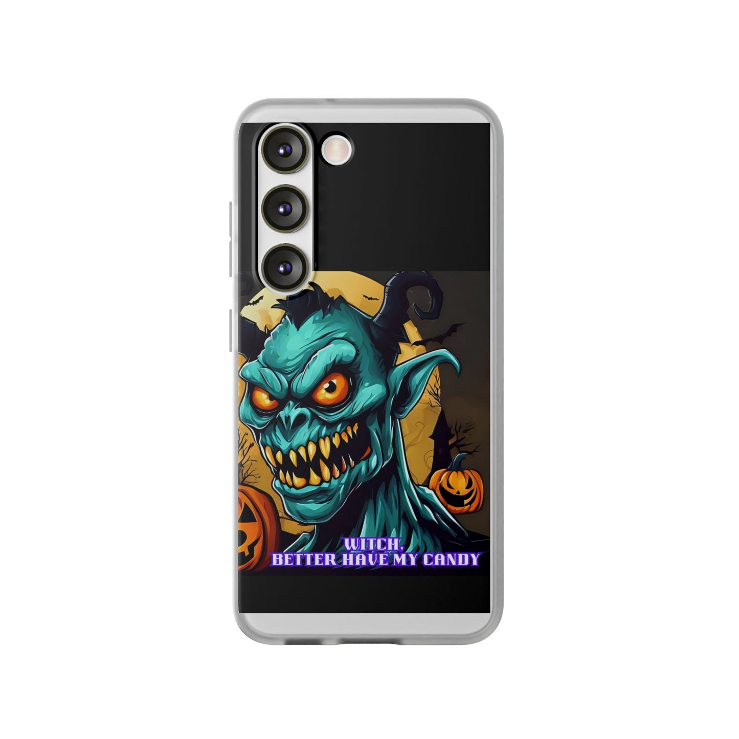 Halloween Monster Flexi Case - Fun Phone Cover, Witch Candy Design, Halloween Gift, Spooky Phone Accessory, Cute Monster Case