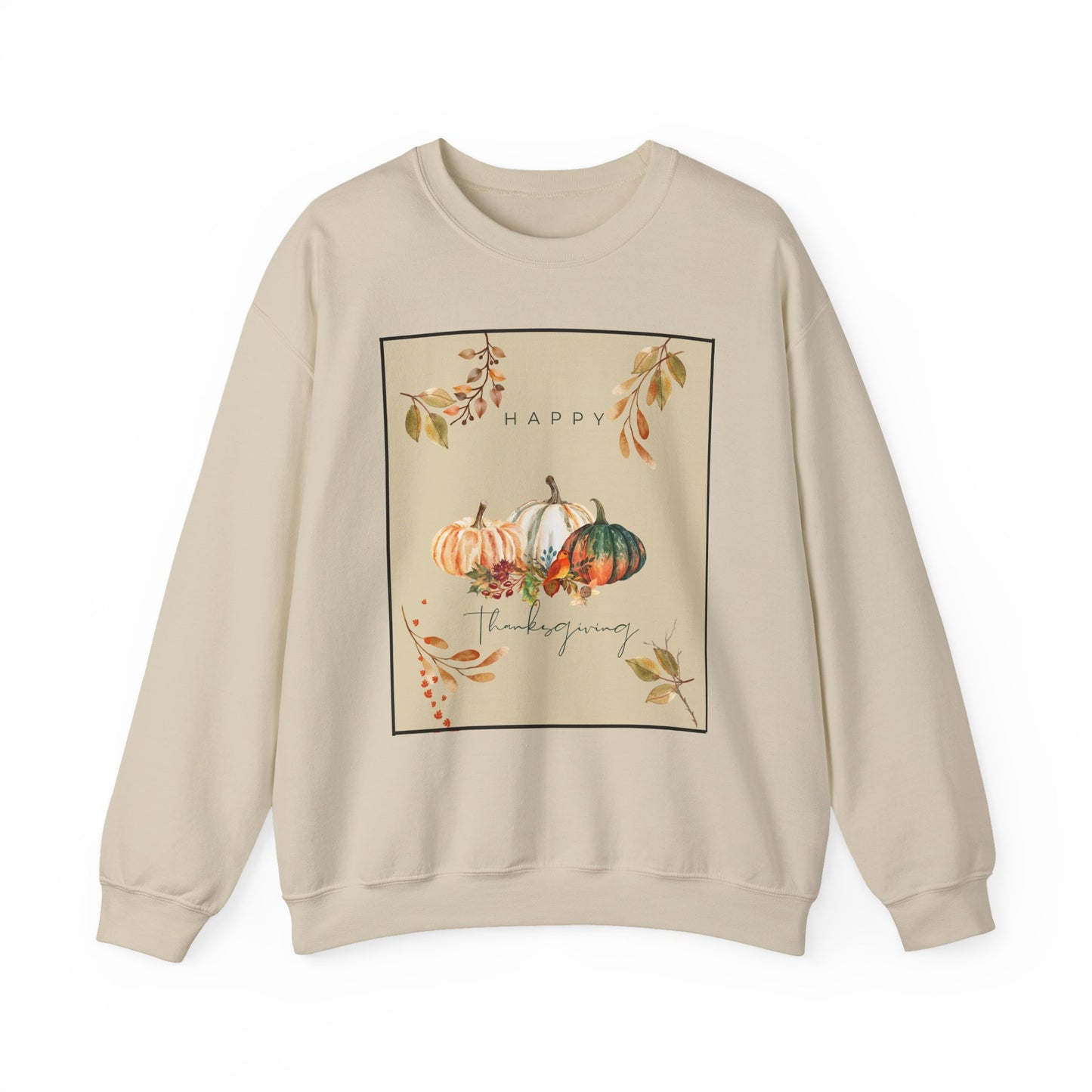 Happy Thanksgiving with Family in this Unisex Heavy Blend™ Crewneck Sweatshirt, stay cozy while you enjoy the day, printed in Canada